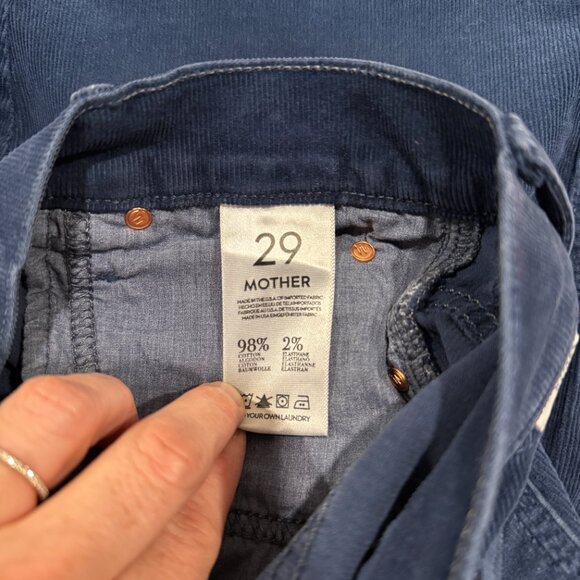 MOTHER High Waisted Navy Rascal Someone Else's Fairytale Corduroy Pants Size 29 - Picture 6 of 8